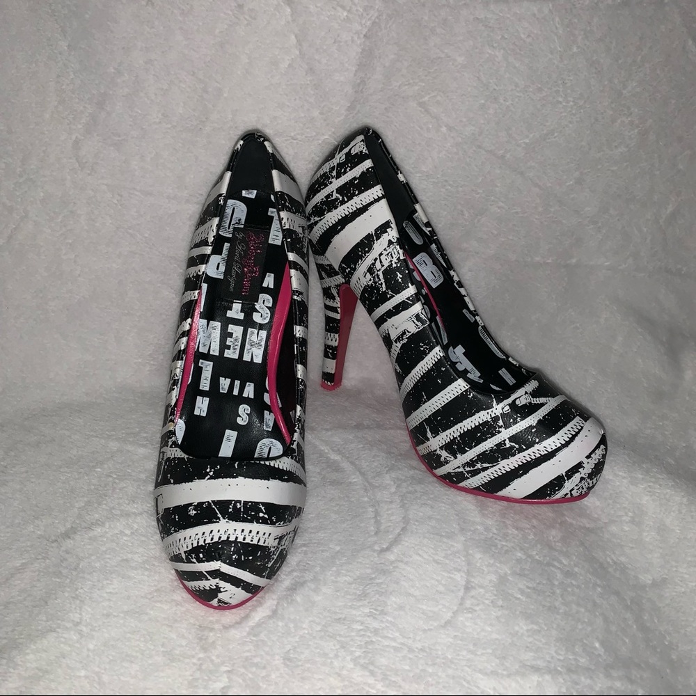 Abbey Dawn by Avril Lavigne- Zip It Black and White Pumps